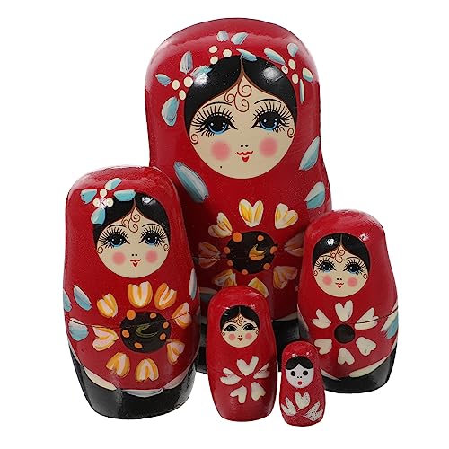 TOYANDONA Handbemalte Teilige Russische Holz Puppen Pädagogisches Steckspielzeug für Lebendige Farben Hochwertiges Holz als und Dekoration von TOYANDONA