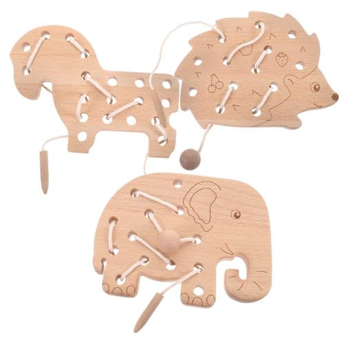 TOYANDONA Hölzerne Seilscheibenspielzeug Einfädeln Schnürspielzeug für zum Schnüren aus Holz Montessori-Schnürspielzeug Fädelspielzeug Montessori Lernspielzeug von TOYANDONA