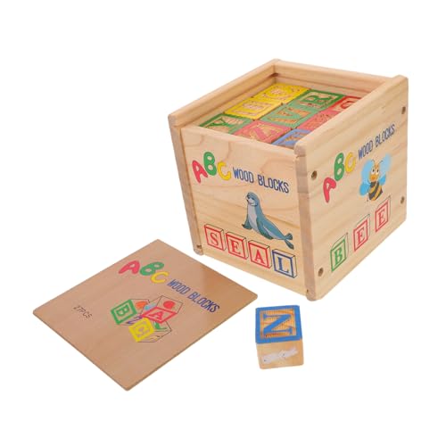 TOYANDONA Holz Bausteine Teilig mit Alphabet und Zahlen Montessori Lernspielzeug aus Natürlichem Holz für Fördert Kreativität Hand Auge Koordination und Spielerisches Lernen von TOYANDONA