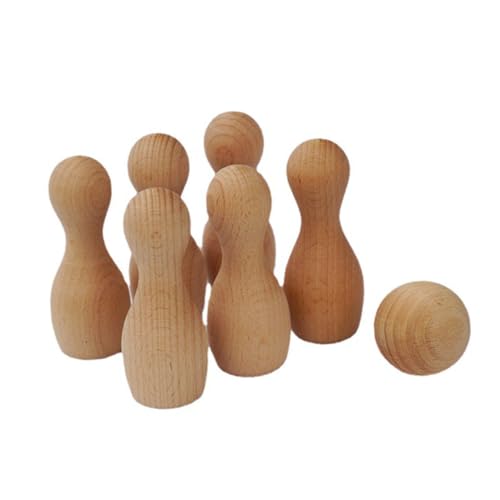 TOYANDONA Holz Bowling für Indoor aus Buchenholz Sicher und Langlebig DIY Lernspielzeug für Jungen und Mädchen Geburtstagsgeschenk von TOYANDONA
