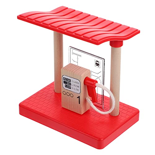 TOYANDONA Holz Eisenbahn Zubehör Gas Station Modell für DIY Holz Schienen Zubehör Pädagogisches Kreativität und Feinmotorik Teilig von TOYANDONA