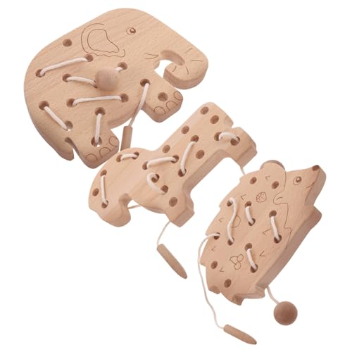 TOYANDONA Holz Fädelspiel für Kleinkinder Montessori Lernspielzeug mit Großen Tier und Blattformen Fördert Feinmotorik Hand Auge Koordination Tragbar und Langlebig für Ab Jahren von TOYANDONA