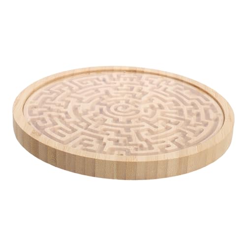 TOYANDONA Holz Labyrinth Brettspiel Rundes Maze Puzzle für Beweglichen Murmeln Sicheres Langlebiges Lernspielzeug für Feinmotorik und Räumliches Mobiles Perlen für Kleinkinder von TOYANDONA