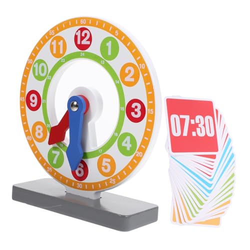 TOYANDONA Holz Lernuhr für Bunte Zahlen Lernspielzeug Sicher Glatte Kanten Pädagogische Uhr für Kleinkinder Spielerisch und Formen Lernen von TOYANDONA