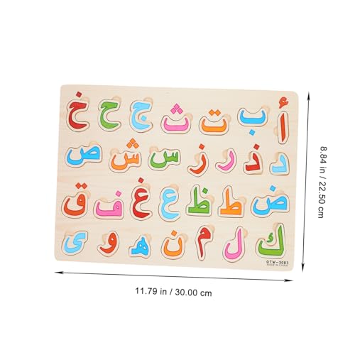 TOYANDONA Holz Puzzle Arabisches Alphabet Lernspielzeug Buchstabenblöcke Pädagogisch Robust Farbintensiv Für Frühe Bildung und Kognitive Entwicklung Jungen Mädchen von TOYANDONA