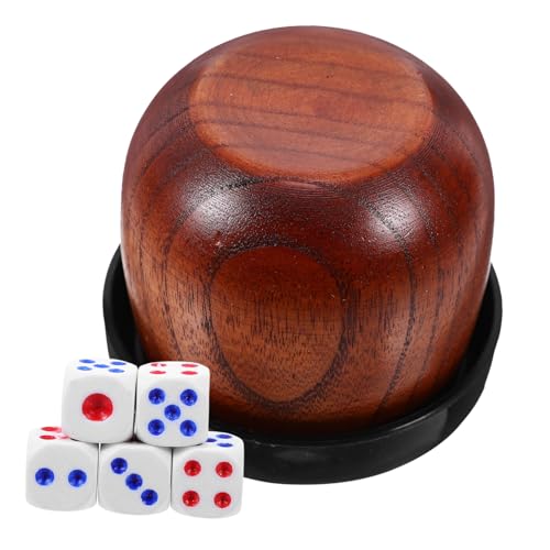 TOYANDONA Holz Würfelbecher Set mit Runden Ecken Würfeln Stabilem Stoßfestem Design Glatter Oberfläche Perfektes Zubehör für Brettspiele Party und Indoor Outdoor Spiele Angenehmes Handling von TOYANDONA