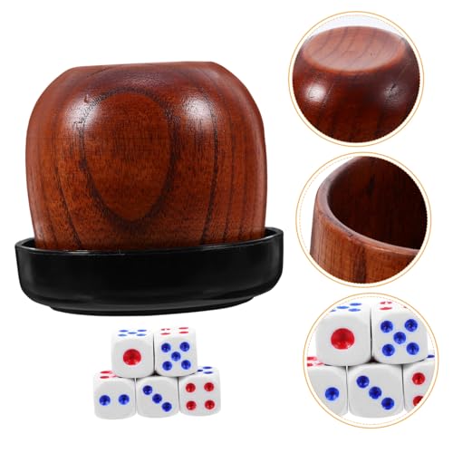 TOYANDONA Holz Würfelbecher Set mit Würfeln Robuster Würfelhalter Glatte Oberfläche Leichter Transportabler Würfelbecher für Brettspiele Party und Unterhaltung Praktisches Würfelzubehör von TOYANDONA