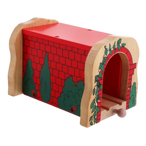TOYANDONA Holz Zug Tunnel Rotes Holzmodell DIY Zubehör für Kreativer Spieltunnel für Holzbahn Fördert Fantasie und Motorik für Zuhause und Kindergarten von TOYANDONA