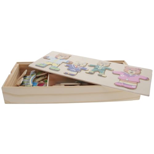TOYANDONA Holz ankleidepuzzle Bär Lernspielzeug Pädagogisch Farbenfroh Kreativ Fördert Hand Auge koordination und Feinmotorik Geeignet für Kleinkinder und Vorschulkinder von TOYANDONA
