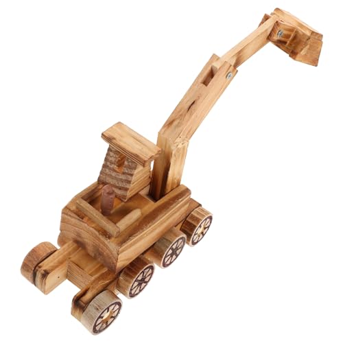 TOYANDONA Holzbagger Modell Bagger aus Holz Kleine Baustellenfahrzeug Langlebig Funktional Sammlerstück für Jungen und Mädchen Kreative von TOYANDONA