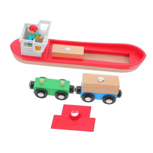 TOYANDONA Holzbahn Schiffsset Realistisches Holzschiff Zubehör für Erweiterbare Zugstrecken Fördert Kreativität Motorische Fähigkeiten und Fantasievolles von TOYANDONA