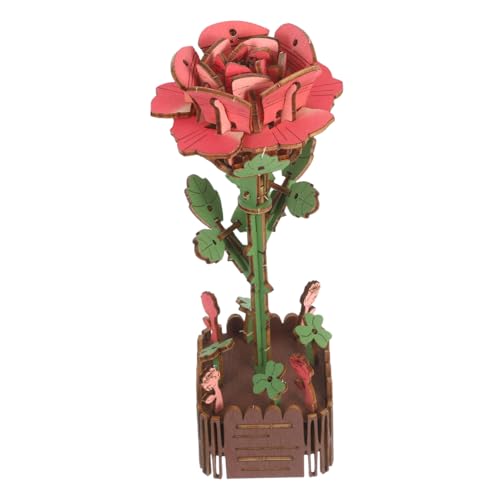 TOYANDONA Holzblumen Puzzle mit Vase DIY Rosenstrauß Bausatz für Erwachsene Kreative Wohnkultur Entspannendes Stem Bastelspiel Valentinstags Muttertagsgeschenk von TOYANDONA