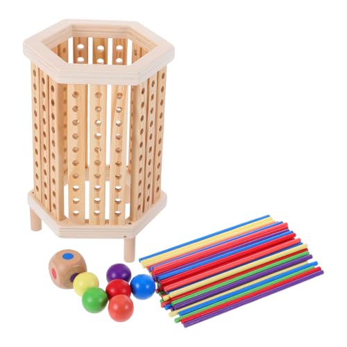 TOYANDONA Holzbrettspiel, Buntes Holzstäbchenspiel, Mathematik-lernspielzeug, Feinmotorik-Spielzeug, Montessori-zählstab Für Kinder von TOYANDONA