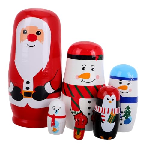 TOYANDONA Holzpuppe Dekoration Weihnachtsdekoration Weihnachtshandwerk Holzspielzeug Russisches Nesting Toys TOYANDONA Holzpuppe Dekoration Weihnachtsdekoration Weihnachtshandwerk Holzspielzeug Russisches Nesting Toys von TOYANDONA