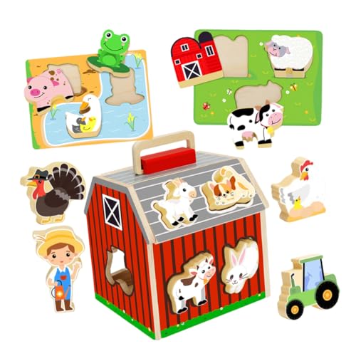 TOYANDONA Holzpuzzle Bauernhof Montessori Inspiriertes Holz Puzzlespiel für Leuchtenden Farben Kognitiver Tragbarem Design und Frühkindlicher Lernunterstützung TOYANDONA Holzpuzzle Bauernhof Montessori Inspiriertes Holz Puzzlespiel für Leuchtenden Farben Kognitiver Tragbarem Design und Frühkindlicher Lernunterstützung von TOYANDONA