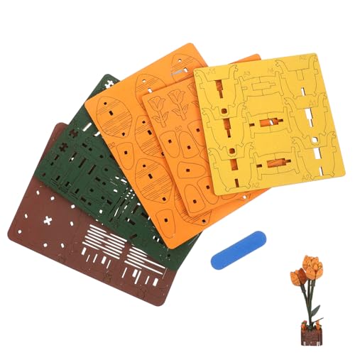 TOYANDONA Holzpuzzle Blumenstrauß Tulpentopf DIY Basteln DIY Puzzle Tulpendekor Tulpe 3D Puzzle 3D Holzmodell Blumenbausatz Themen Holzpuzzle Basteln Holzblumenbausatz Tulpen Blumen von TOYANDONA