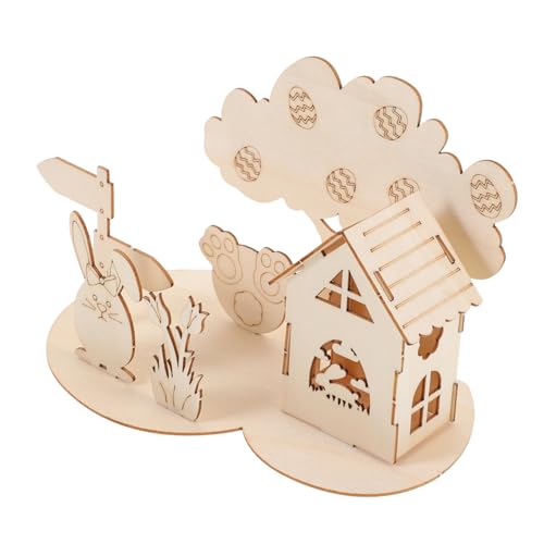 TOYANDONA Holzpuzzle DIY Hase Ei Puzzle Lernspielzeug Handfertigkeit Holzdekoration für Geburtstag und Festtage von TOYANDONA