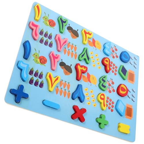 TOYANDONA Holzpuzzle für Kleinkinder Arabische Zahlen und Buchstaben Lernspielzeug Pädagogisches Steckspiel Mittel Blau für Frühe Bildung und Kognitive Entwicklung von TOYANDONA