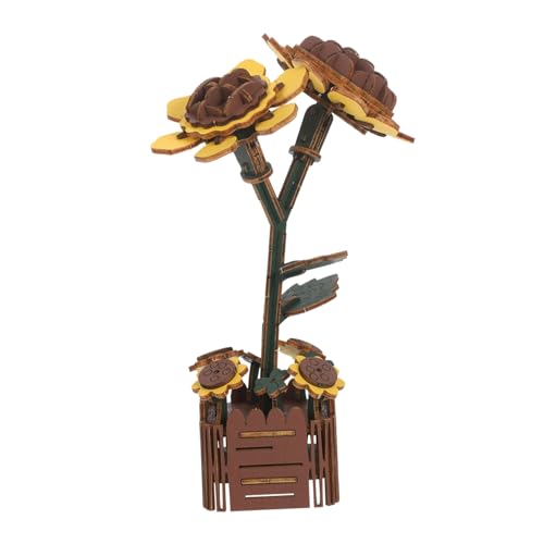 TOYANDONA Holzrätselblumen Sonnenblumentopftischdekoration 3D -holzblum -Puzzle Holz -puzzlernblumenmodell Pädagogik -Blumen -puzzlespielzeug Sonnenblumenfahrzeug Für Erwachsene Hölzern von TOYANDONA