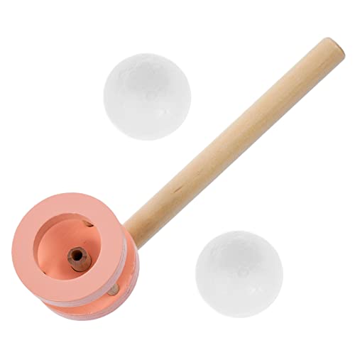 TOYANDONA Holzspielzeug Blasball Spiel Schwimmendes Balancespiel für Interaktives Blasspiel Atemkontrolle und Motorik für Familie Party und Indoor Outdoor Nutzung Rosa von TOYANDONA