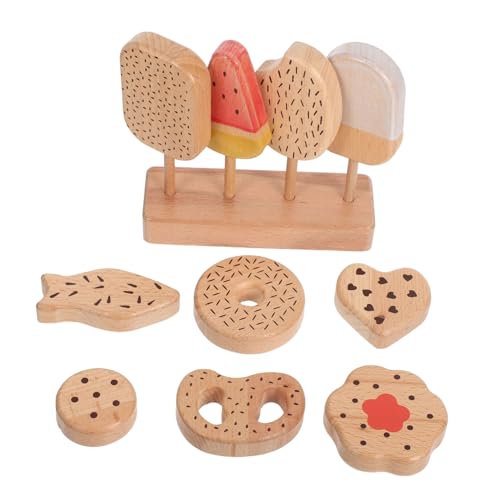 TOYANDONA Holzspielzeug Eiscreme und Donut Set für Realistisches Sicheres Kinderfreundliches Küchenzubehör für Rollenspiele Vielfältige Holzspielwaren für Fantasievolles Spiel und Partys von TOYANDONA