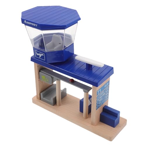 TOYANDONA Holzspielzeug Flughafenbahn Station Spielset aus Holz und Sicher für Fördert Logisches Denken Vielseitig für Zuhause und Kindergarten Pädagogisches zur Motorik und von TOYANDONA