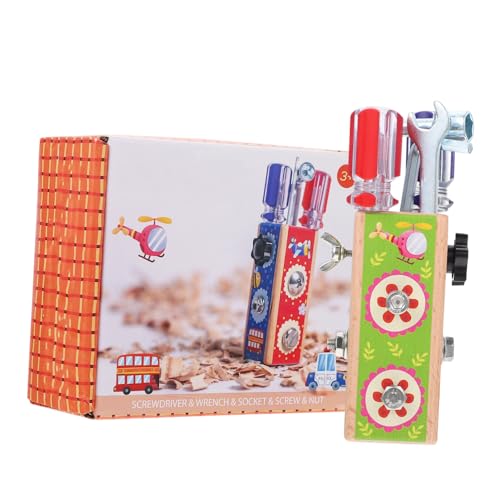 TOYANDONA Holzspielzeug Schraubbrett mit Glatter Oberfläche und Abgerundeten Kanten Montessori Frühes Lernspielzeug Feinmotorik Hand Auge Koordination und Kreativem Denken für Jungen und von TOYANDONA