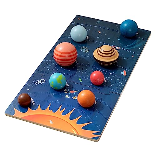 TOYANDONA Holzspielzeug Sonnensystem Puzzle Lernspielzeug mit Planeten Sicherer Griff Montessori Kognitives für Junge Mädchen und Kleinkinder Fördert Handfertigkeit und Eltern Junge Mädchen von TOYANDONA