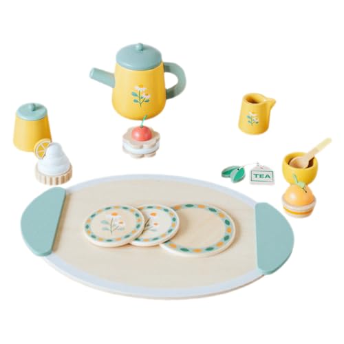 TOYANDONA Holzspielzeug Teeservice Set Für Teiliges Miniatur Hausgeschirr Mit Tassen Und Zubehör Ideales Rollenspiel Für Jungen Und Mädchen Küchenaccessoires von TOYANDONA