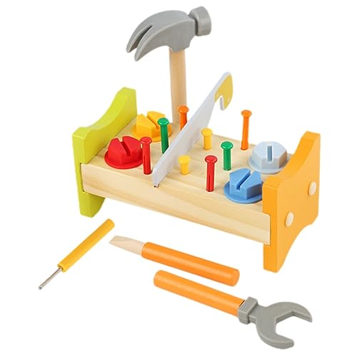 TOYANDONA Holzspielzeug Werkzeugkasten Für Montessori Pounding Peg Workbench Mit Hammer Lernspielzeug Für Kleinkinder Motorikspielzeug Für Jungen Und ädchen Ab 3 Jahren TOYANDONA Holzspielzeug Werkzeugkasten Für Montessori Pounding Peg Workbench Mit Hammer Lernspielzeug Für Kleinkinder Motorikspielzeug Für Jungen Und ädchen Ab 3 Jahren von TOYANDONA