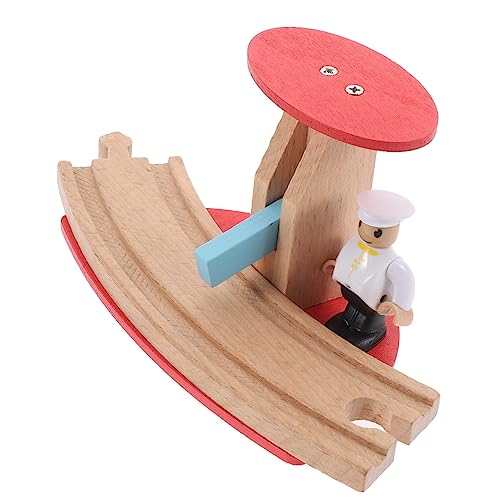 TOYANDONA Holzspielzeugzug Zubehörset Holzschienen Zubehör für Kreative Eisenbahnszenen Teilig Bahnübergang Zufällige Figuren für Fantasievolles von TOYANDONA
