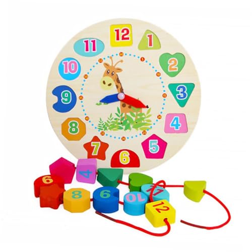 TOYANDONA Holzuhren auffädeln Clocks für Uhr Kid Toys für kinderspielzeug Lernuhr Kinderuhr Uhr aus Holzperlen Spielzeuguhr aus Holz Sortieruhr aus Holz Bambus von TOYANDONA