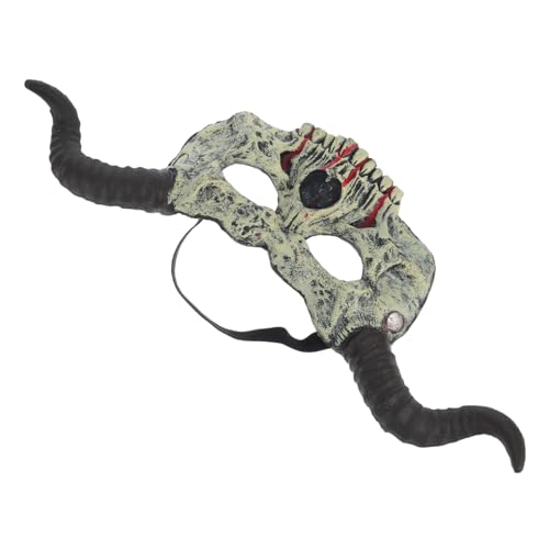 TOYANDONA Horned Skeleton Maske Halloween Halbtags Schädelmaske mit Hörnern Vielseitiges Kostümzubehör für Karneval Themenpartys und Bühnenaufführungen von TOYANDONA