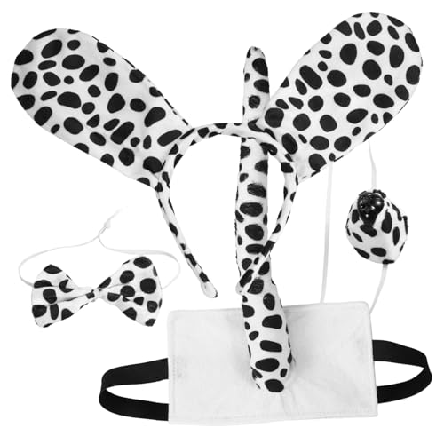 TOYANDONA Hundekostüm Teiliges Set Plüsch Hund Stirnband mit Ohren Fliege und Nase Halloween Cosplay Zubehör für Party Karneval Fasching und Geburtstagsfeiern von TOYANDONA