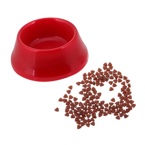 TOYANDONA Hundenapf-Modell Lebensmittelspielzeughaus Bausatz Puppenhaus Lebensmittel Hundefutter Kleines Spielzeughaus Puppenhaus Spielzeughaus Kleines Hundefutter Rot Plastik von TOYANDONA