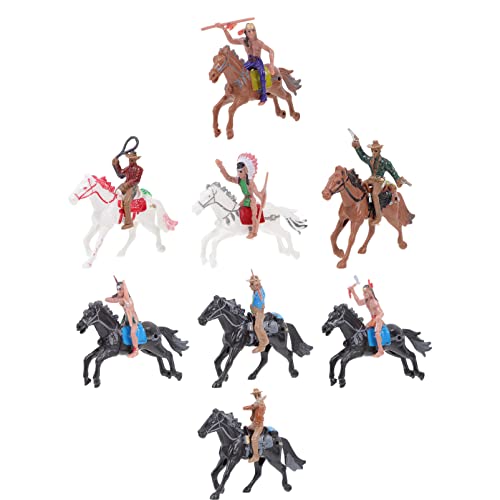 TOYANDONA Indianer-Figuren, Spielset, Indianer-Actionfigur mit Pferd, Wilder Westen-Cowboy, Miniatur-Actionfigur-Dekoration (gemischter Stil), 8-teilig von TOYANDONA