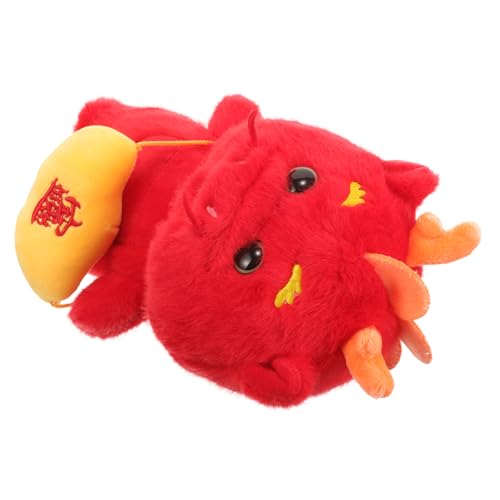 TOYANDONA Jahr des Drachen Kuscheltier Plüschfigur Rotes Glücksbringer Drachenmaskottchen Traditionelle Kleidung von TOYANDONA