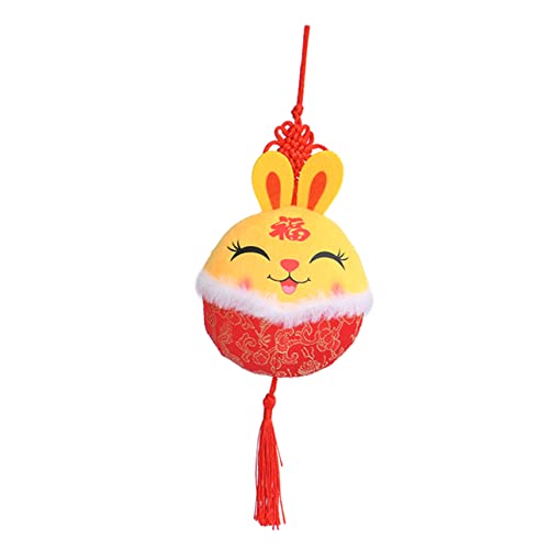 TOYANDONA Kaninchen-Anhänger Tiere Karikatur Figur Plüsch Chinese New Year Rabbit Hasen Kuscheltier Hasen Hasendekoration Gefüllte Hasenpuppe PP Baumwolle Yellow von TOYANDONA