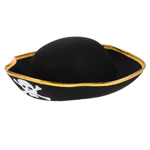 TOYANDONA Karneval Piratenhut mit Goldenem Rand Leichtes Filzmaterial Halloween Cosplay Partyaccessoire für Erwachsene Stilvoller Dreieckshut für Fasching und Kostümfest von TOYANDONA