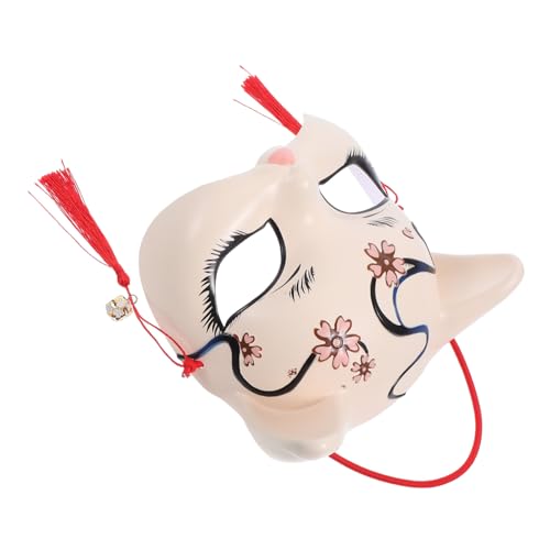 TOYANDONA Katze Halbgesichtsmaske Japanischer Stil Handbemalt Bunte Tier Cosplay Maske für Erwachsene Karneval Halloween Maskenball Kostüm Accessoire von TOYANDONA