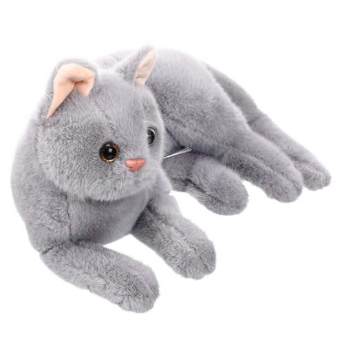 TOYANDONA Katze Plüschtier gefüllter Katzenplüsch realistisches katzenstofftier Cartoon-Katzenpuppe stofftier Katze Puppen Kinderzimmer Puppe Ornament Flauschige Katzenpuppe Grey von TOYANDONA