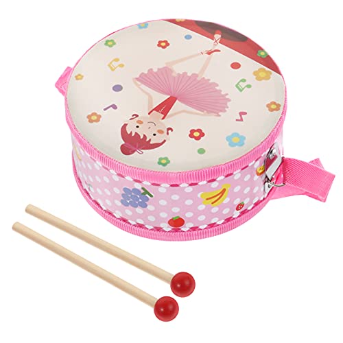 TOYANDONA Kinder Holz Trommel Spielzeug mit Verstellbaren Riemen Und Drumsticks Musical Instrument Spielzeug für Kleinkind Jungen Mädchen Geschenk Rosa von TOYANDONA