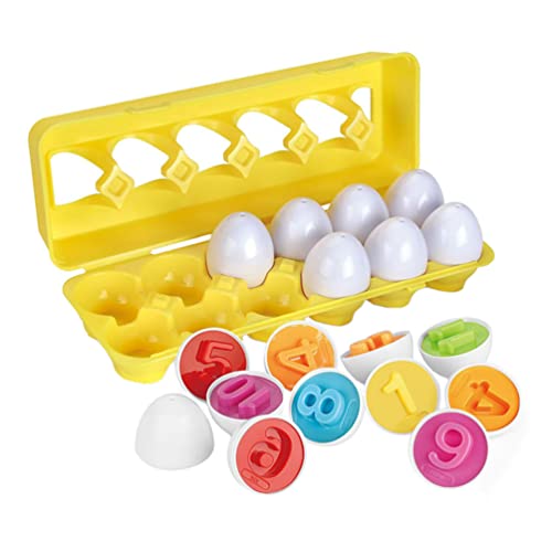 TOYANDONA Kinder Spielzeug Passende Eier Spielzeug Finden übereinstimmung mit Nummer Passenden Ostereiern mit Gelben Eggien Halter Form Erkennung P?dagogisches Spielzeug Ostereiern Kinderspielzeug von TOYANDONA