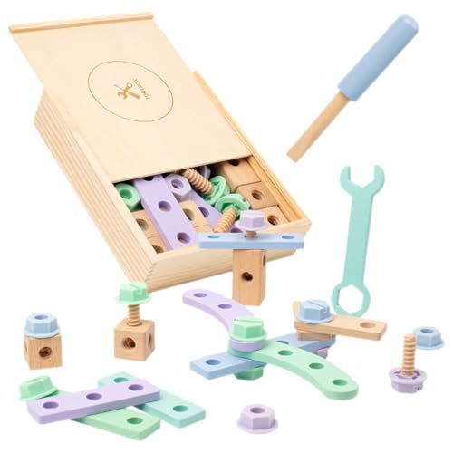 TOYANDONA Kinder-Werkzeugset – Holzmuttern- Und Schraubenmontage Pädagogisches Bauspielzeug Für Kinder Montessori-Inspiriert Lustig Bauen Sie Ihre Eigene Tierform TOYANDONA Kinder-Werkzeugset – Holzmuttern- Und Schraubenmontage Pädagogisches Bauspielzeug Für Kinder Montessori-Inspiriert Lustig Bauen Sie Ihre Eigene Tierform von TOYANDONA