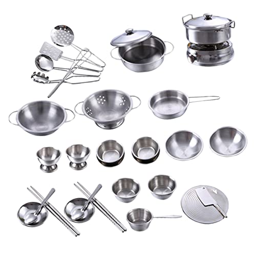 TOYANDONA Kinderküchen Set Teilig Mini Kochgeschirr Realistisches Küchenzubehör für Kleinkinder Pädagogisches Miniatur Kochset für Spielküche und Puppenhaus Dekoration von TOYANDONA