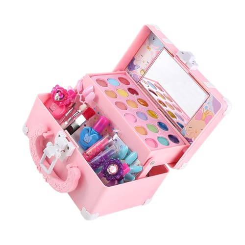 TOYANDONA Kinderschminke Set Mädchen mit Bunter Lidschatten Auswahl Spielerisches Rollenspiel Make up für Kindergarten Fasching Geburtstagsfeier Fördert Farb Hand Augen koordination von TOYANDONA