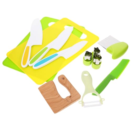 TOYANDONA Kinderspielküche Kochset Holz und Sicherer Küchenwerkzeug für Kleinkinder zum Schneiden und Fördert Motorik und Farberkennung für Jungen und Mädchen von TOYANDONA