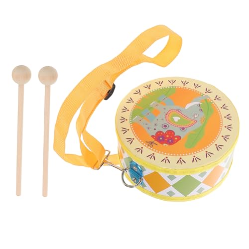 TOYANDONA Kindertrommel Doppelseitig mit Elefantenmotiv Rhythmus Percussion Instrument mit Schlägeln Geeignet für Kindergarten Musikunterricht und Spielerische Drinnen und Draußen von TOYANDONA