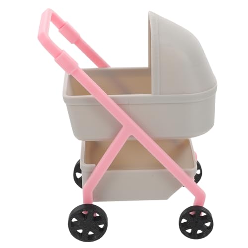 TOYANDONA Kinderwagen Kinderwagen für Puppe Puppenstubenwagen Puppensachen Mini -Hausmöbel Dolly Pram Plastik Hellgrau von TOYANDONA