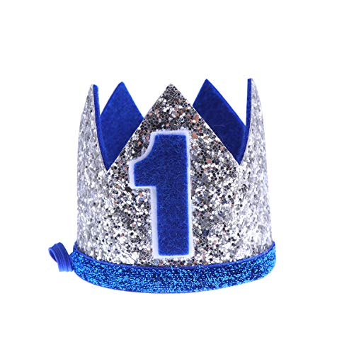 TOYANDONA Kleine Neugeborener Geburtstag Kopfschmuck Tiara Für Kindergeburtstag 1. Geburtstag Kronstirnband Geburtstag Papierhüte Glitzerhut 1. Geburtstagshut Blau Blitz Baby Papierhut von TOYANDONA
